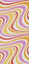 Dekortapete "Pink swing" aus Vinyl mit wellenförmigen Streifen in Orange, Lila, Gelb und Rot