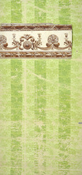 Rapporttapete mit Streifenmuster in Grün, oberer und untere Bordüre