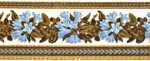 Bordüre mit Pflanzenranke aus blauen Blüten und goldbraunen Blätter