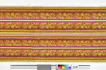 Bordüre mit goldfarbenem Pflanzenband aus Rosenblüten und -blättern