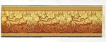 Bordüre mit goldfarbenem Pflanzenornament aus Akanthusblättern, Blüten und Früchten