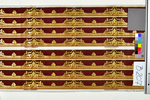 Bordüre, Zierornament in Gold auf Weinrot, 8-bandig