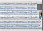 Bordüre, Draperie mit Perlenkette, Hellblau auf Weiß, 6-bandig