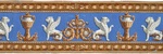 Wandaufteilung mit Thyrsosstab und abschließenden Fries mit geflügelten Löwen und Vasen