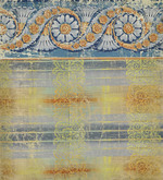 Irispapier, Pflanzendekor, Blütenranke mit Bordüre, Kat. Nr. 63 (Arnold-Katalog)