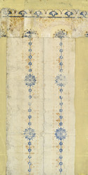 Rapporttapete Kat.Nr. 35 (Arnold-Katalog), Pflanzendekor in Blau auf Weiß