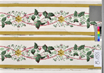 Bordüre, Blattranken, Himbeeren, Rosa und Grün auf Weiß, 2-bandig