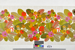 1970er: Pflanzendekortapete mit Beerengirlande aus roten Früchten und grünen, verschiedenfarbigen Blättern