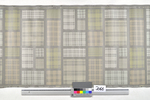 Dekortapete "Entwurf 36", abstrakt quadratische und rechteckige Kästchen mit Gitternetz auf grauem Fond