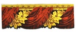Bordüren mit roter Draperie und goldgelber Eichenlaubranke