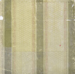 Rapporttapete mit stilisiertem Blütenornament und Streifenfeldern, oberer und unterer Veloursbordüre