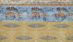 Rapporttapete (Fragment), Kat.Nr. 72 (Arnold-Katalog) Pflanzendekor mit Bordüre in Blau und Beige