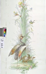 Mittelstück mit Kronenkranich und Entenpaar aus dem "Décor Oiseaux et Fleurs"
