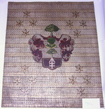 Goldledertapete mit einem Wappen, Streifen und Sternen